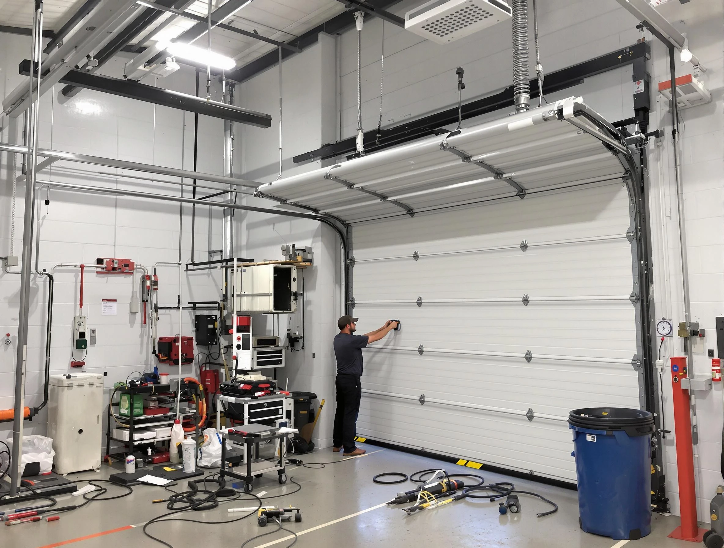 Calabasas Garage Door Repair certified technician performing commercial door repair at a Calabasas business facility