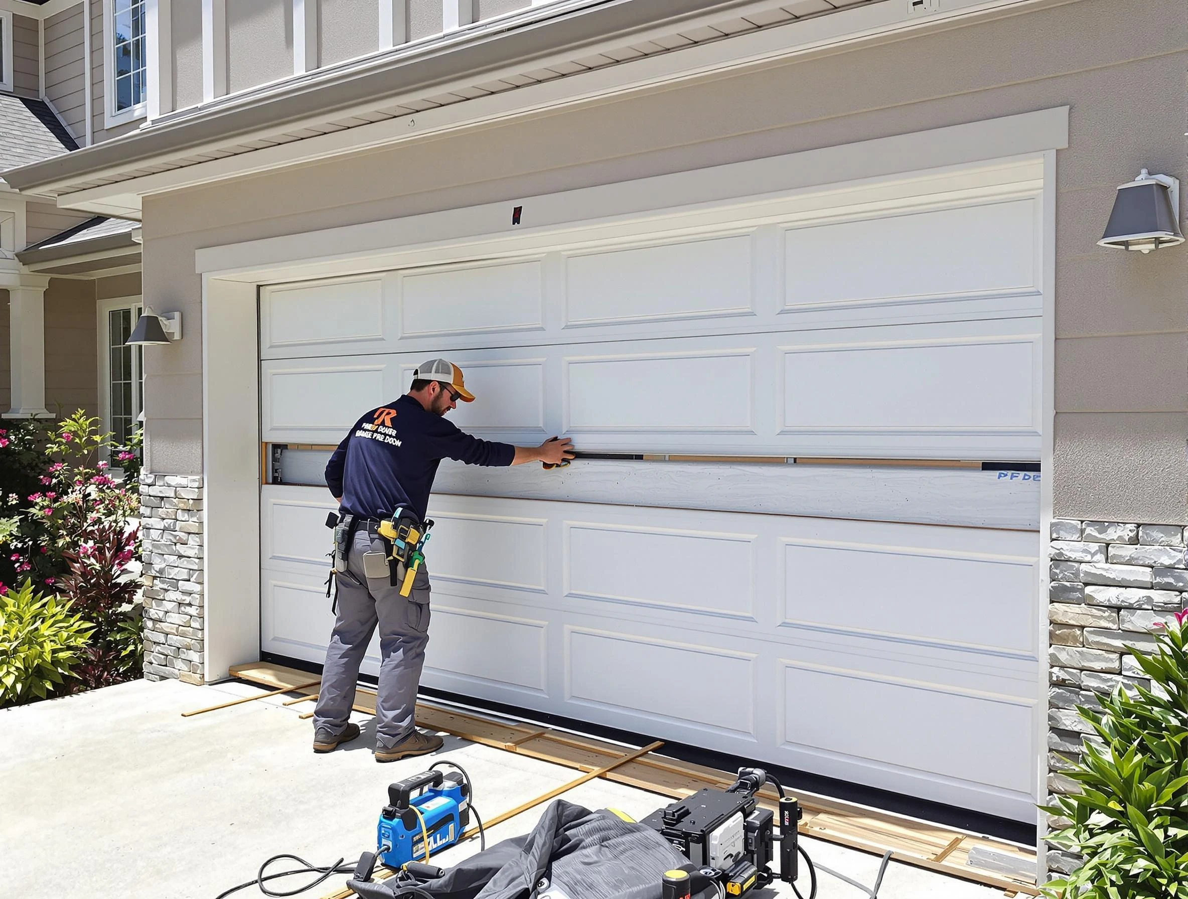 Calabasas Garage Door Repair team performing complete garage door replacement at Calabasas residence