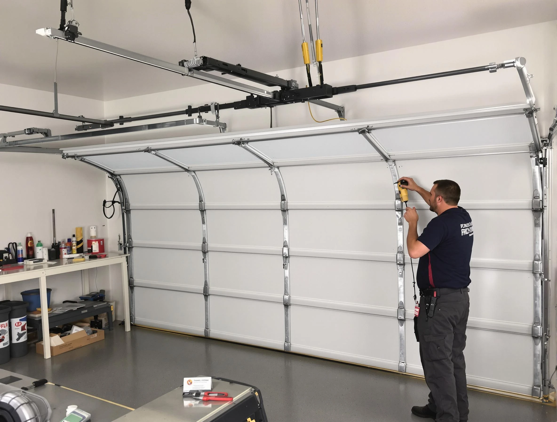 Calabasas Garage Door Repair certified technician performing overhead door system repair in Calabasas