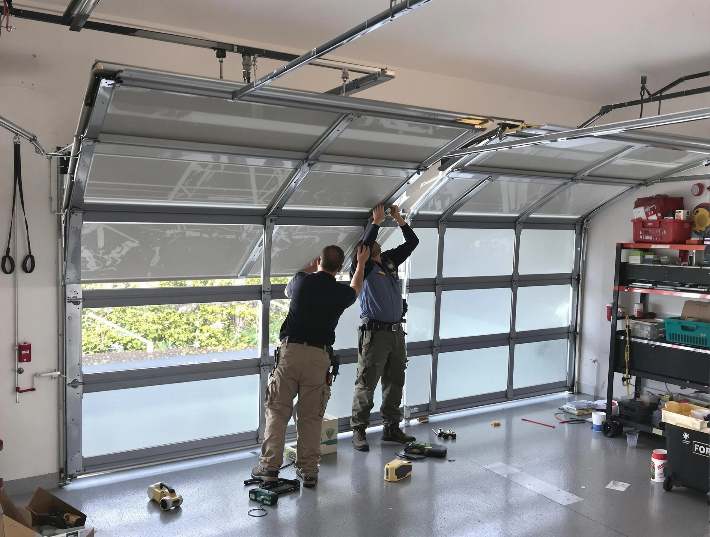 Calabasas Garage Door Repair expert performing precise panel replacement on Calabasas garage door