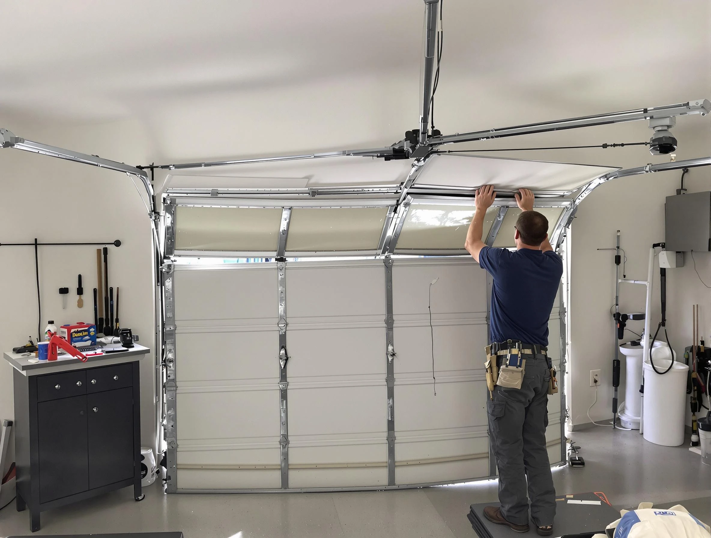 Calabasas Garage Door Repair specialist performing precise section replacement on Calabasas garage door